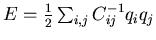 $E=\frac{1}{2}\sum_{i,j}C_{ij}^{-1}q_{i}q_{j}$